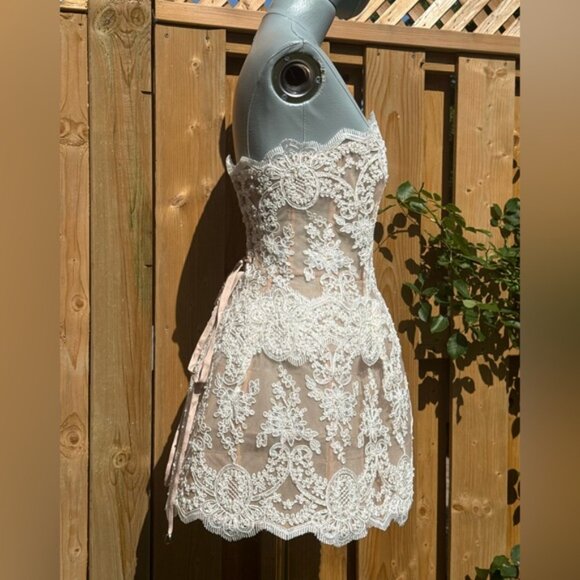 🆕 BRONX & BANCO 🧿 NWOT Maraya Blanc Lace Mini Dress, Sz S US 4 - Picture 10 of 16